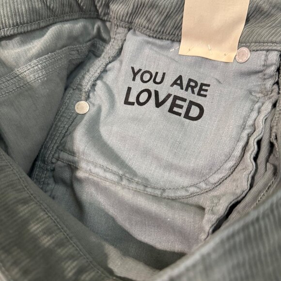 Amo Willa High Rise Slim Flare Full Length Corduroy Pants Size 27 green New $253 - Picture 6 of 11